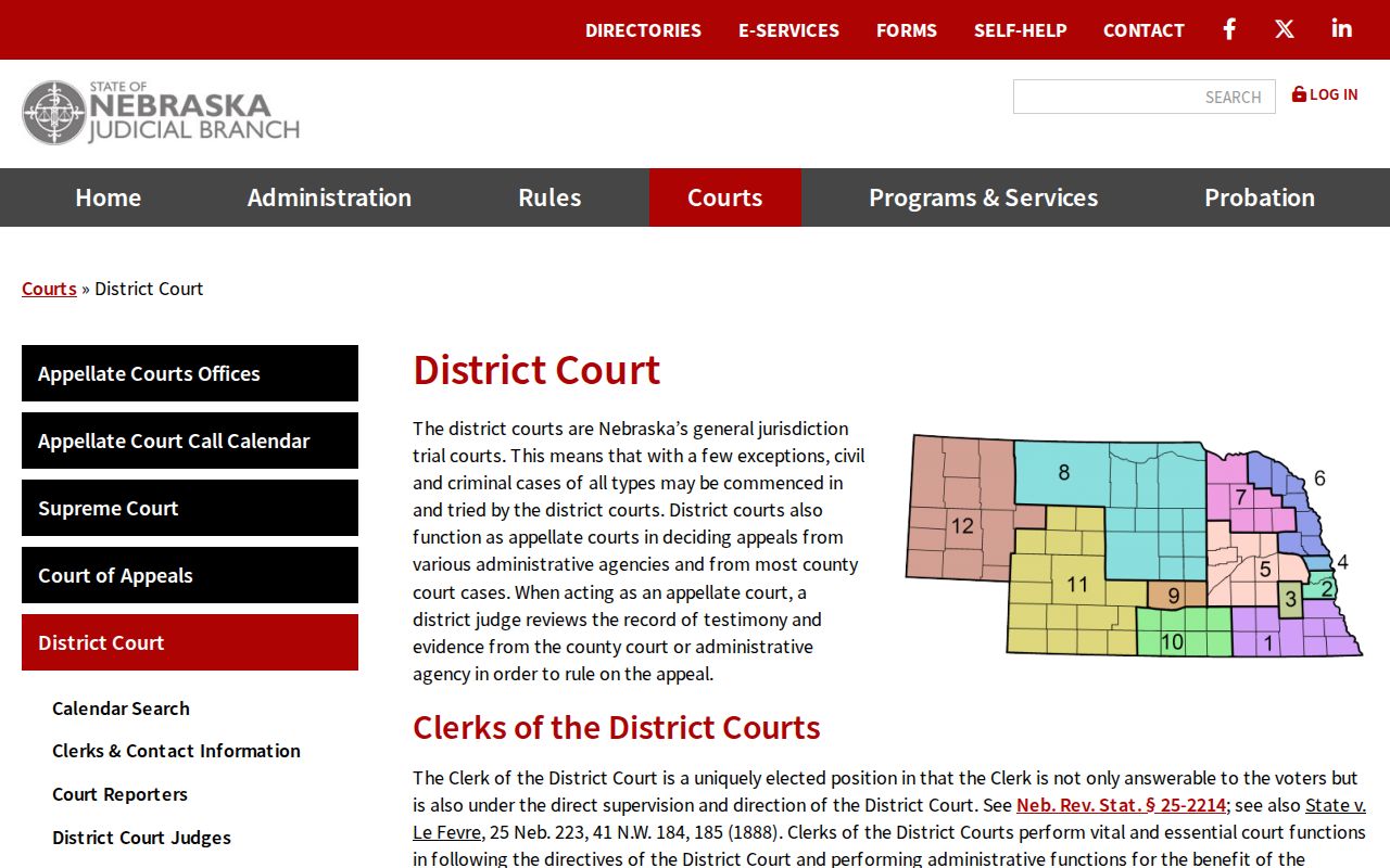 Nebraska District Court jurisdiction source for Dixon County civil docket and clerk requests