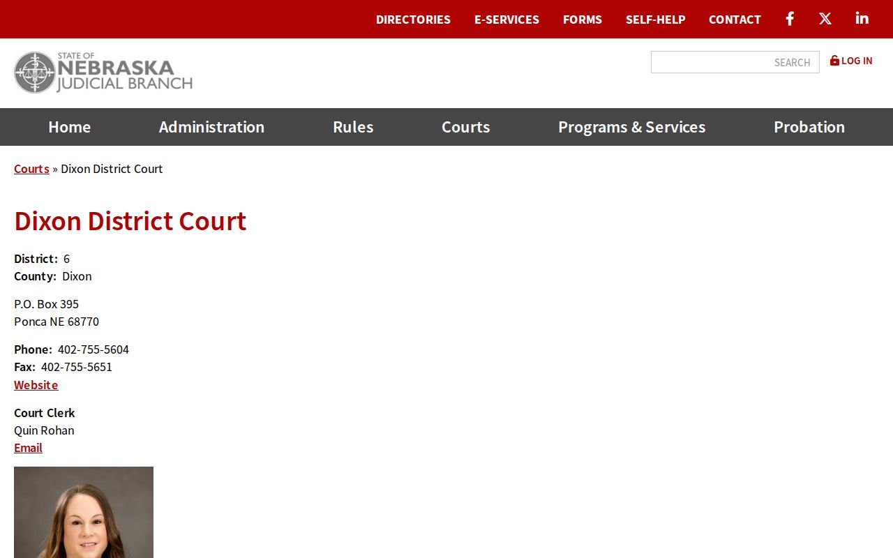 Dixon County court docket District Court official contact information