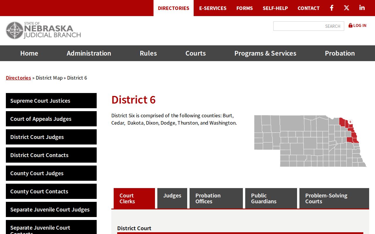 Dixon County court docket Sixth Judicial District map and judge directory