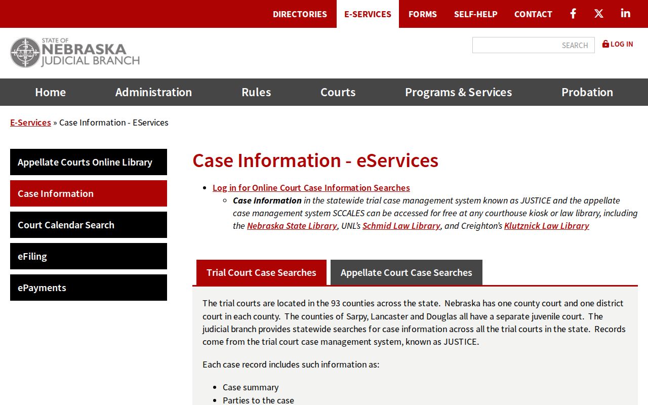 Dixon County court docket JUSTICE and SCCALES eServices information