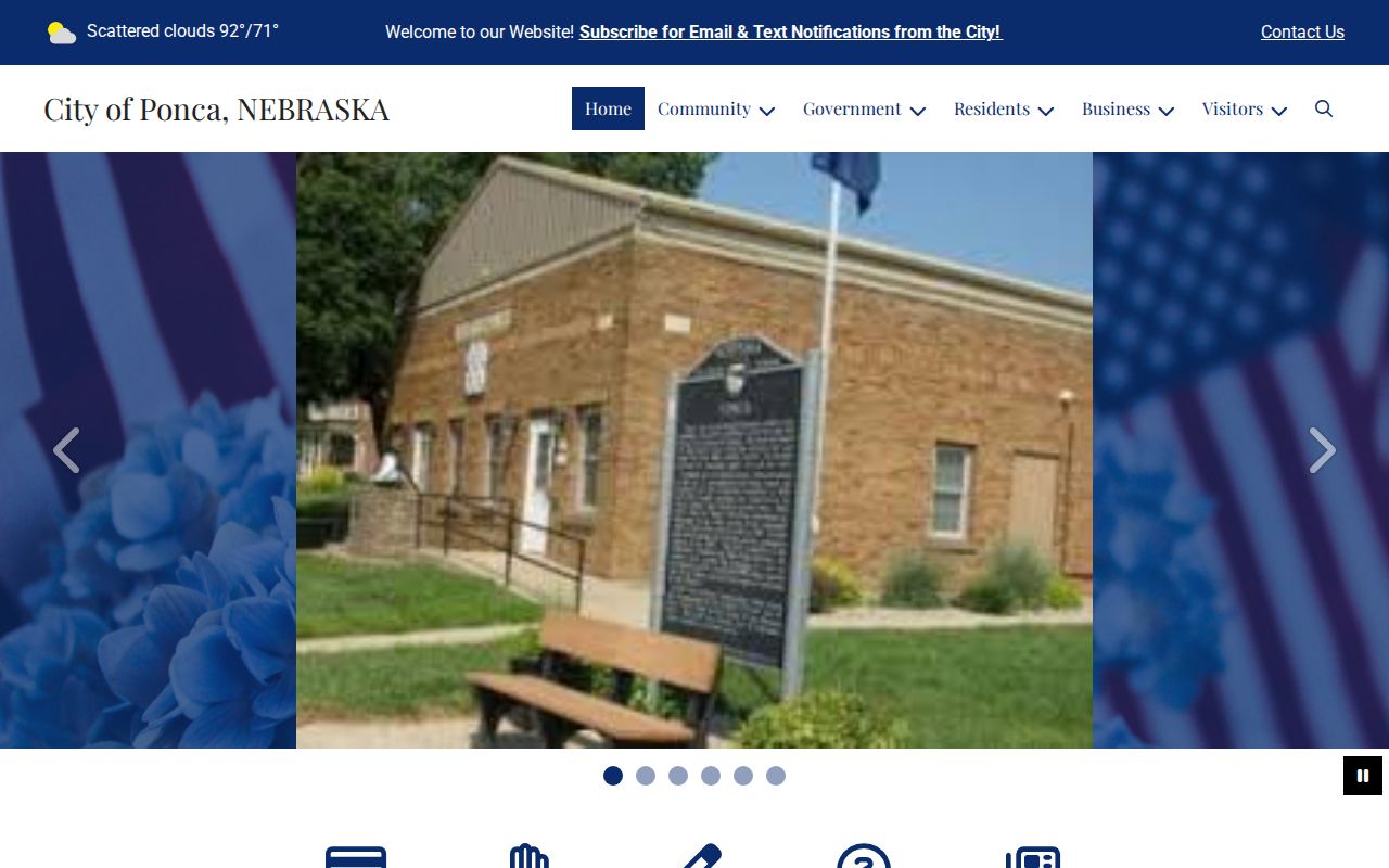 Ponca court docket research showing the Ponca official city services portal