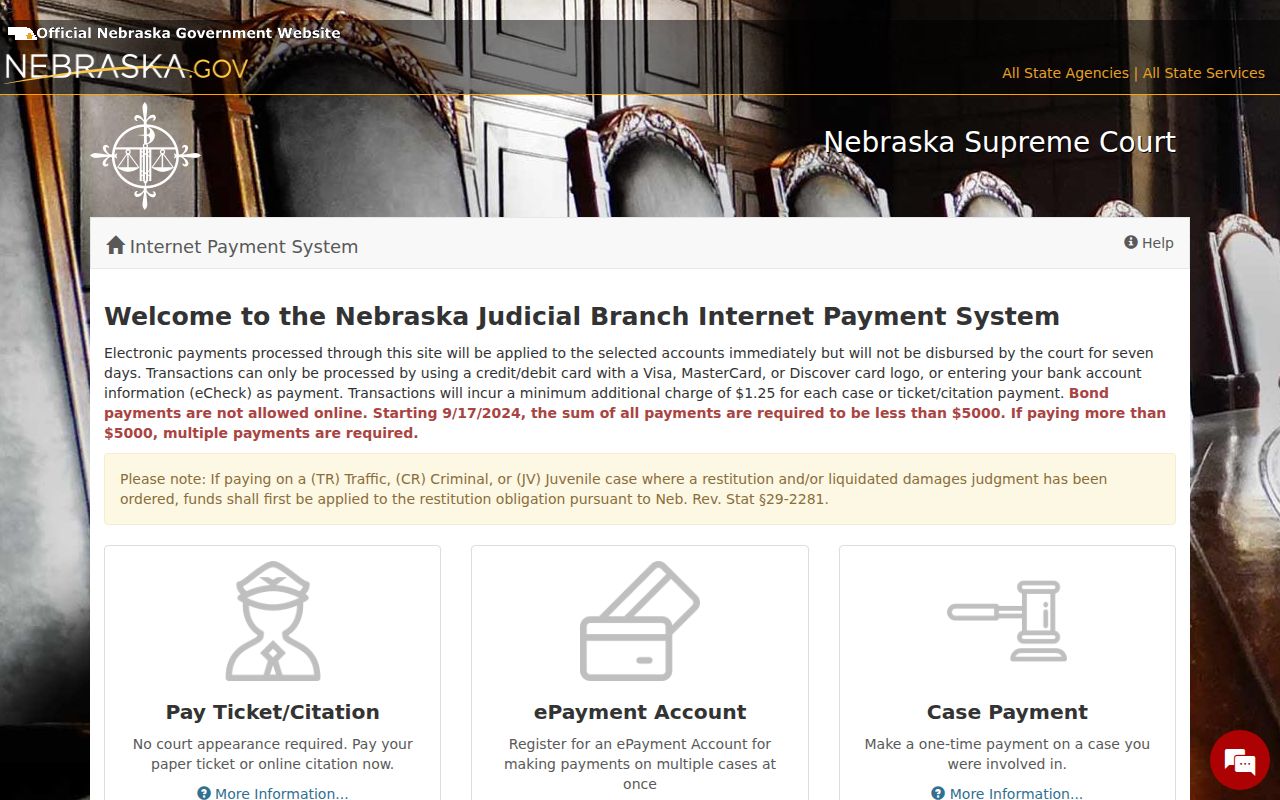 Dixon County traffic court records official Nebraska public ePayments form entry